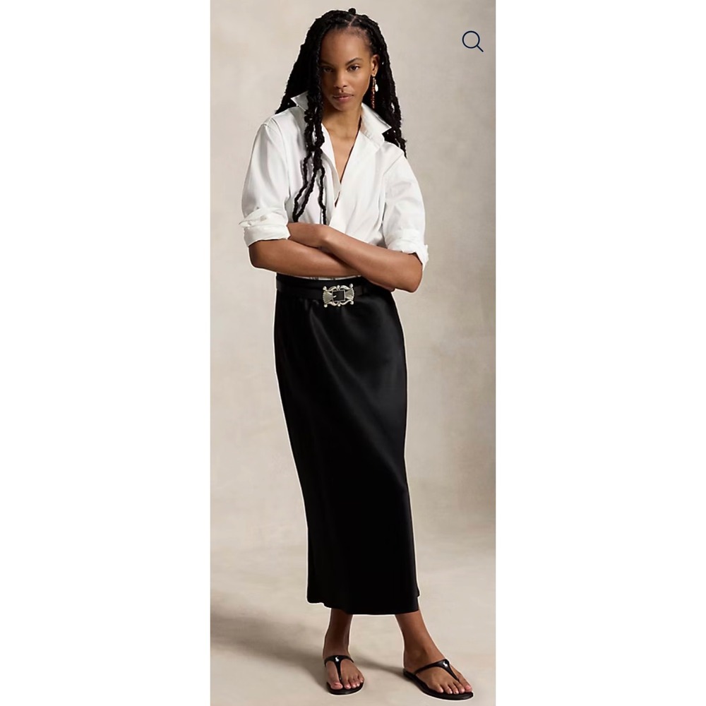 Polo Ralph Lauren Black Maxi Skirt Size 10 NWT Triacetate Blend Quiet Luxury